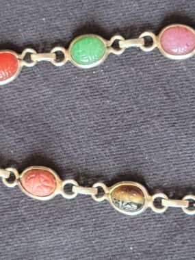 Multicolor Vintage Scarab Link Bracelet - Women Jewelry